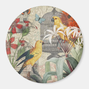 Vintage Botanical Bird Nature Antique Tropical Magnet
