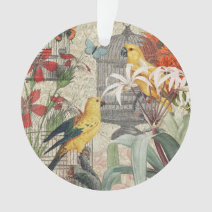 Vintage Botanical Bird Nature Antique Tropical Ornament