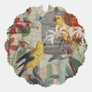 Vintage Botanical Bird Nature Antique Tropical Tree Decoration Card