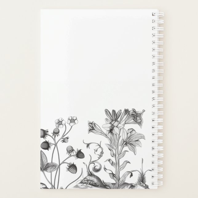 Vintage Botanical Black and White Planner (Back)