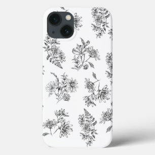 Vintage Botanical Black White iPhone 13 Case
