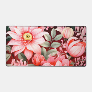Vintage Botanical Blooming Flower Garden Desk Mat