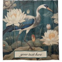 Vintage botanical blue crane customisable