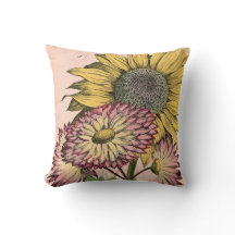 Vintage Botanical Bouquet on Pink