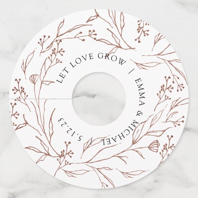 Vintage Botanical Branches Wine Glass Tag (Front)