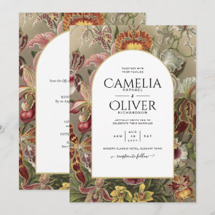 Vintage Botanical Burgundy Floral Wedding Invite