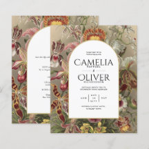Vintage Botanical Burgundy Floral Wedding Invite