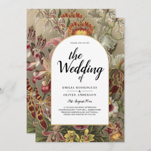 Vintage Botanical Burgundy Floral Wedding Invite