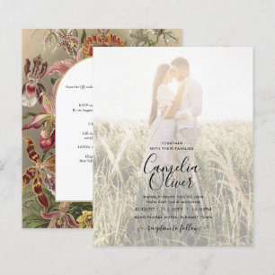 Vintage Botanical Burgundy Floral Wedding Invite
