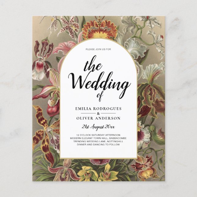 Vintage Botanical Burgundy Floral Wedding Invite Flyer (Front)