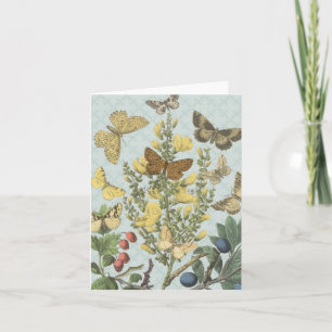 Vintage Botanical Butterflies...notecard Card