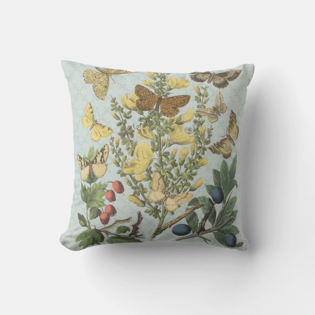 Vintage Botanical Butterflies...pillow Cushion (Front)