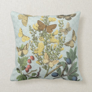 Vintage Botanical Butterflies...pillow Cushion