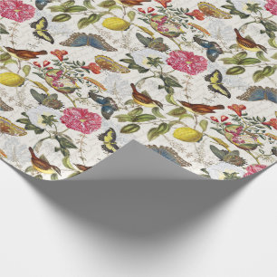 Vintage Botanical Butterflies Wrapping Paper