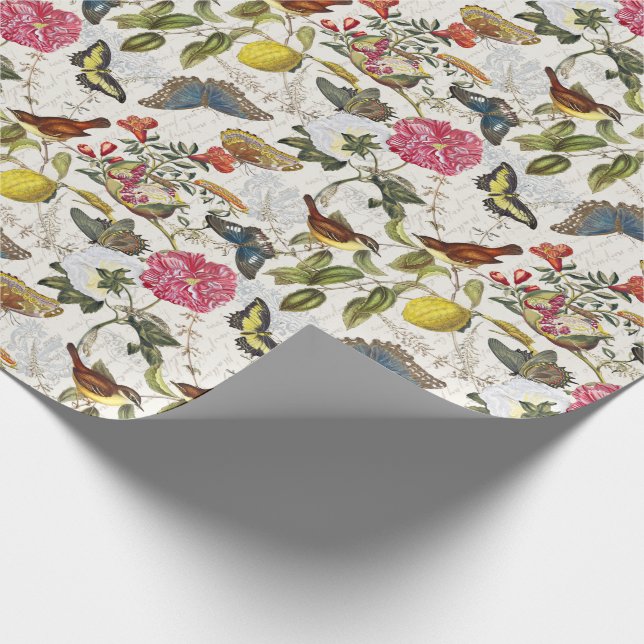 Vintage Botanical Butterflies Wrapping Paper (Corner)