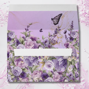 Vintage Botanical Butterfly Lavender Envelope