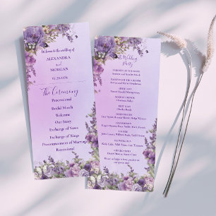 Vintage Botanical Butterfly Lavender Wedding Programme