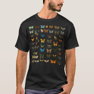 Vintage Botanical Butterfly Lover Species Chart Ga T-Shirt