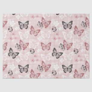 Vintage Botanical Butterfly Toile Pattern (2) Tissue Paper