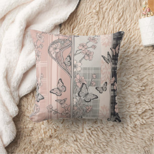 Vintage Botanical Butterfly Toile Pattern (4) Cushion