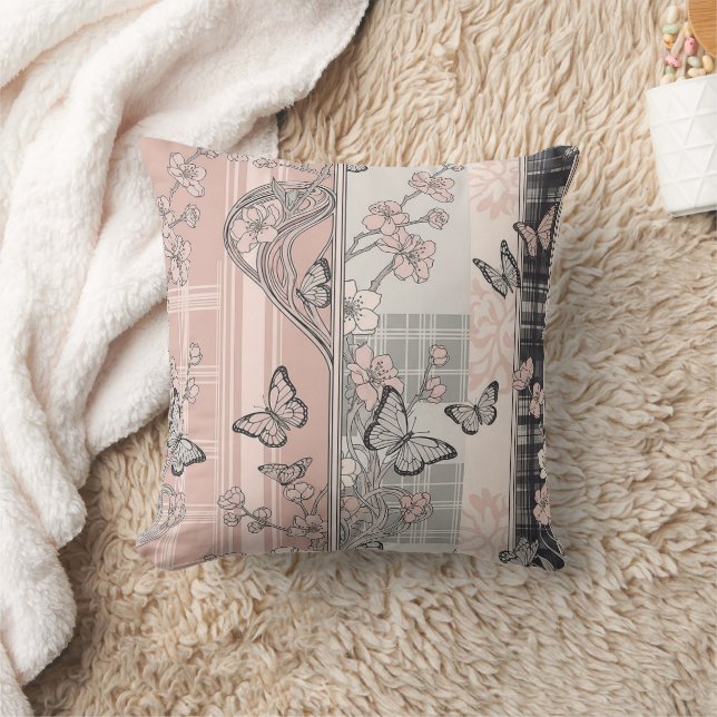 Vintage Botanical Butterfly Toile Pattern (4) Cushion (Blanket)