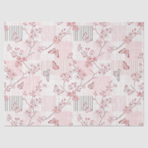 Vintage Botanical Butterfly Toile Pattern (6) Tissue Paper