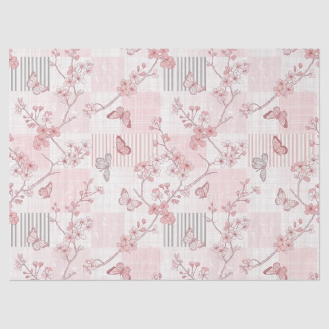 Vintage Botanical Butterfly Toile Pattern (6) Tissue Paper (Front)