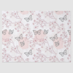 Vintage Botanical Butterfly Toile Pattern (8) Tissue Paper