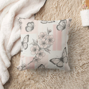 Vintage Botanical Butterfly Toile Pattern (9) Cushion