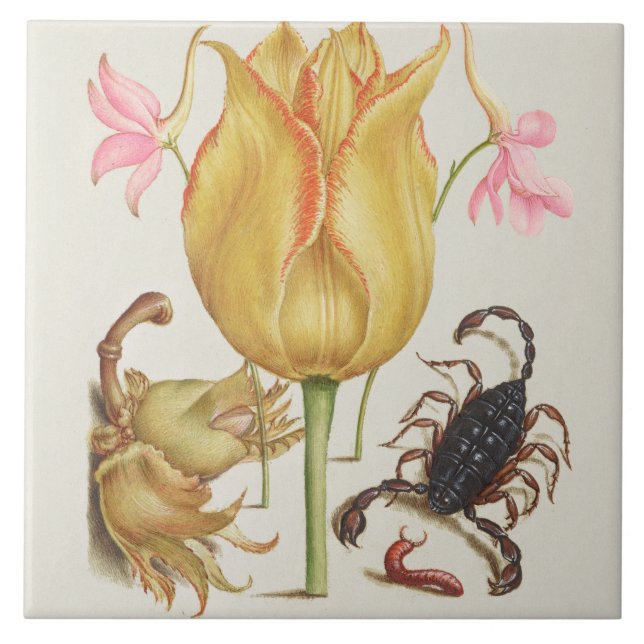 Vintage Botanical Ceramic Tile (Front)