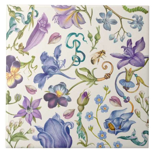 Vintage Botanical Ceramic Tile (Front)