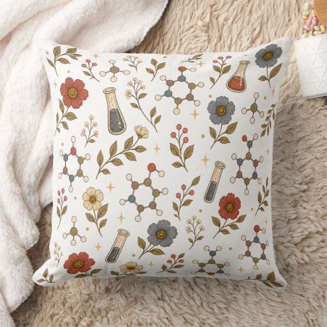 Vintage Botanical Chemistry Floral Molecule  Cushion (Blanket)