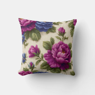 Vintage Botanical Chic Rustic Roses Decorative Cushion