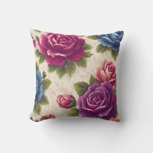 Vintage Botanical Chic Rustic Roses Decorative Cushion