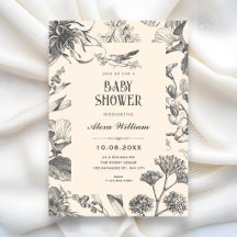 Vintage Botanical Chinoiserie floral baby shower