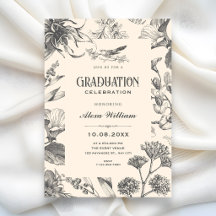 Vintage Botanical Chinoiserie floral graduation
