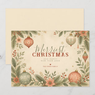Vintage Botanical Christmas Foliage Card TMF26