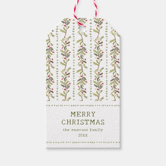 Vintage Botanical Christmas Gift Tags (Front)