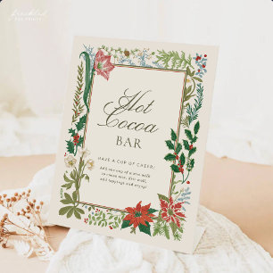 Vintage Botanical Christmas Hot Cocoa Bar Sign