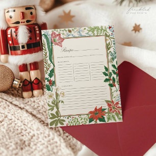 Vintage Botanical Christmas Recipe Card 8.5x11