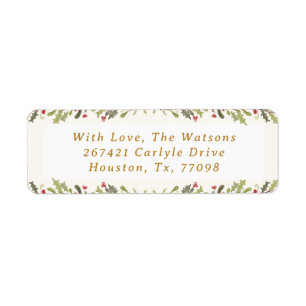 vintage botanical christmas return address