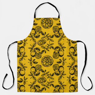 Vintage Botanical Citrus Fruit Print Apron