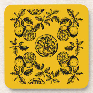 Vintage Botanical Citrus Fruit Print Coaster