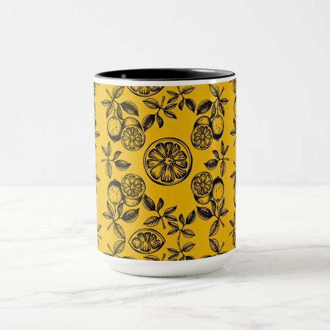 Vintage Botanical Citrus Fruit Print Mug (Center)