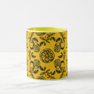 Vintage Botanical Citrus Fruit Print Mug