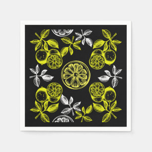 Vintage Botanical Citrus Lemon Print Napkin