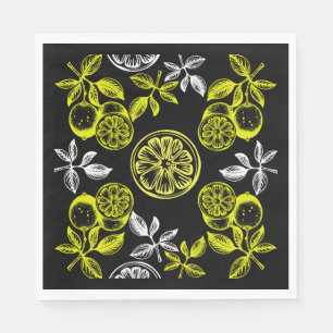 Vintage Botanical Citrus Lemon Print Napkin
