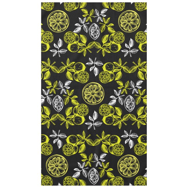 Vintage Botanical Citrus Lemon Print Tablecloth (Front)