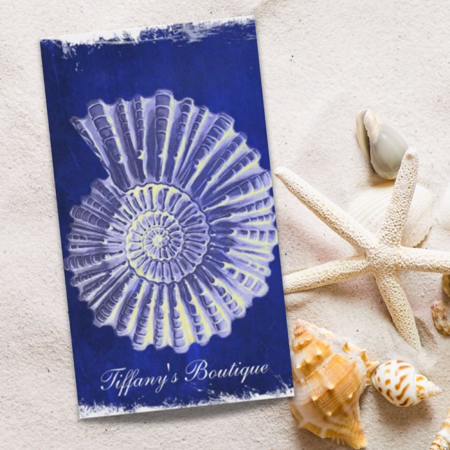 vintage botanical Coastal Blue White seashell Business Card (vintage botanical Coastal Blue White seashell Business Card)