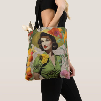 Vintage Botanical Collage Tote Bag